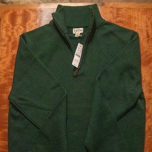 J. Crew Heritage 100% Cotton Half-Zip Sweater. Small. Dark Forest Green.